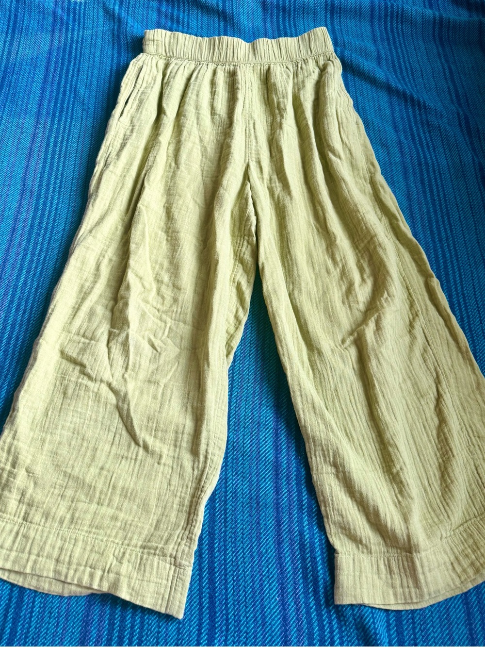 Hanna Andersson Light Green Wide-Leg Organic Cotton Pants for Women